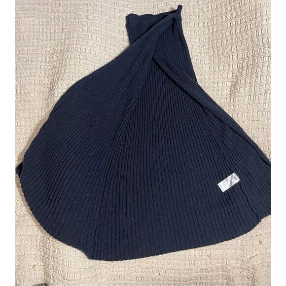 Free People Blue Cable Knit Long Maxi Sweater skirt Sz M - Picture 5 of 8